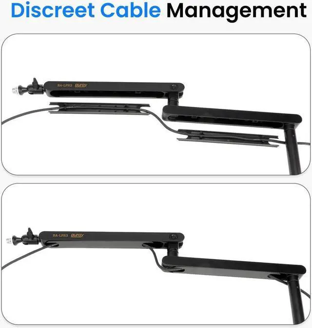 Alt view image 2 of 7 - Auray Low-Profile Broadcast Arm w 6" Riser, Supports Mics, Cameras up to 4.4 lbs, Adjustable 19-29.7" Reach, 360° Rotation, Broadcasting Boom Arm w Desk Clamp, Perfect for Podcasting, Streaming,Gaming