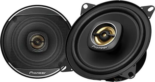 Main image of Pair of PIONEER TS-A1081F, 2-Way Coaxial Car Audio Speakers, Full Range, Clear Sound Quality, Easy Installation and Enhanced Bass Response, Black and Gold Colored 4 Round Speakers