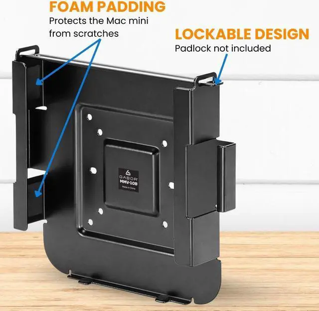 Alt view image 3 of 7 - Gabor Mac Mini VESA Mount/Wall Mount/Under Desk Mount, Custom Mount for The Mac Mini (2010+), Mac Mini VESA Mounting Stand/Mounting Bracket    Wall/Desk/Display Mount with VESA Compatibility, Black