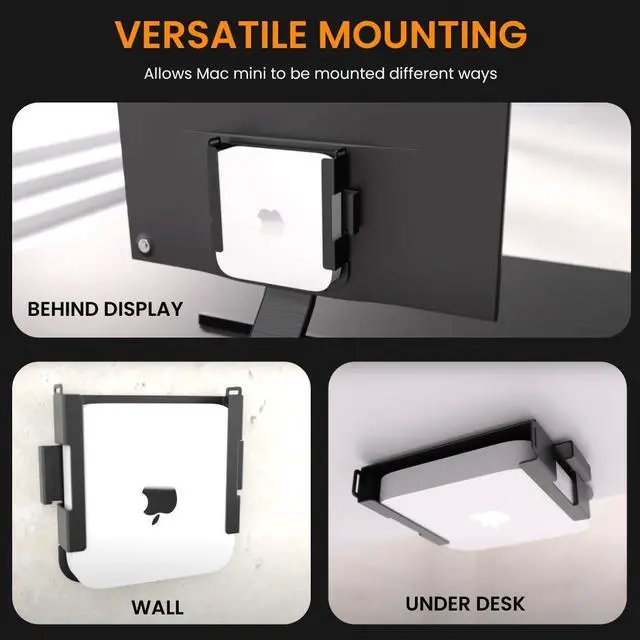 Alt view image 4 of 7 - Gabor Mac Mini VESA Mount/Wall Mount/Under Desk Mount, Custom Mount for The Mac Mini (2010+), Mac Mini VESA Mounting Stand/Mounting Bracket    Wall/Desk/Display Mount with VESA Compatibility, Black