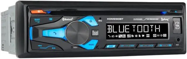 Alt view image 2 of 4 - Dual Single DIN Fixed Face CD/MP3 Player AM/FM Receiver with Bluetooth, USB Input, Voice Activation, and Smart App Integration