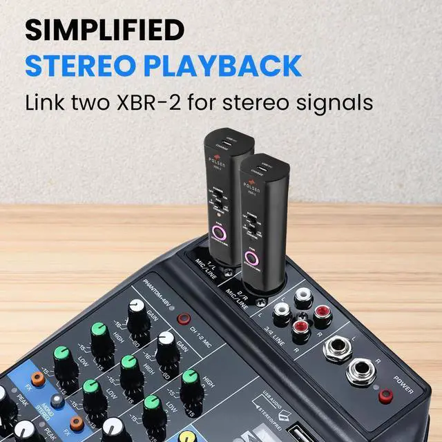 Alt view image 2 of 7 - XLR Bluetooth Audio Receiver Wireless Bluetooth 5.0 Streaming, 3-Pin XLR Output for Mixer, PA, Speaker, Switchable 10 dB Pad, Stereo Link, 10-Hour Rechargeable Battery by Polsen Audio