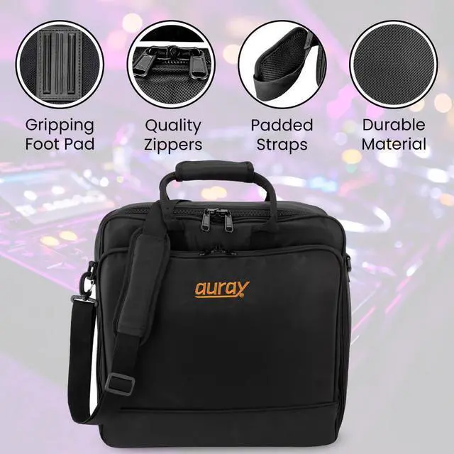 Alt view image 6 of 7 - Auray Nylon Padded Mixer Bag with Gear Protector, Removable Strap & Carry Handles - Fits Up to 15x15 inch Mixers, Weather-Resistant, Zipped Pockets - Ideal Storage Case for Travel and Audio Gear