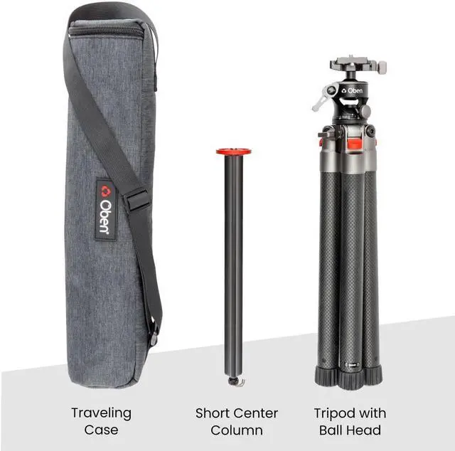 Alt view image 5 of 7 - Compact Carbon Fiber Tripod w/ 2-Way Ball Head, 13 lb Load Capacity, Adjustable Height (5 to 51.1"), 14.5" Folded Length, 5-Section Twist Lock Legs, Lightweight Travel Tripod for Photography by Oben