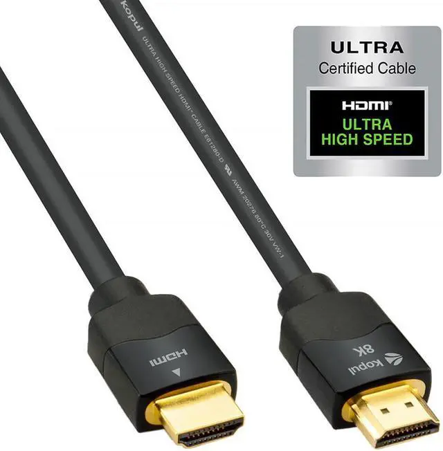 Alt view image 2 of 7 - 8K HDMI Cable, 6.6 ft  Premium Ultra High-Speed with 48 Gb/s bandwidth, triple-layer shielding, gold-plated connectors, flame-resistant -Ideal for UHD home theater and professional video setups
