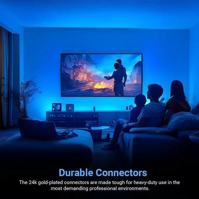 Alt view image 5 of 7 - 8K HDMI Cable, 6.6 ft  Premium Ultra High-Speed with 48 Gb/s bandwidth, triple-layer shielding, braided design, gold-plated connectors, flame-resistant  Ideal for UHD home theater and professional