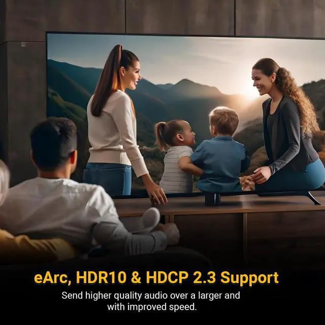 Alt view image 7 of 7 - 8K HDMI Cable, 6.6 ft  Premium Ultra High-Speed with 48 Gb/s bandwidth, triple-layer shielding, braided design, gold-plated connectors, flame-resistant  Ideal for UHD home theater and professional