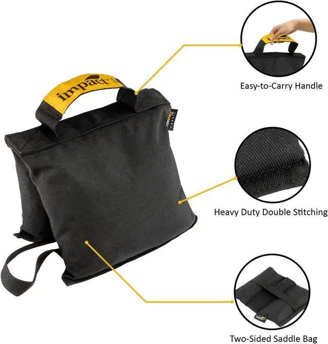 Alt view image 3 of 7 - Saddle Bag (25 lb) Weight Bags for Light Stand Photography Video Equipment, Heavy Duty Saddlebag for Backdrop Stand, Photo Tripod, Canopy, Pop up Tent, Umbrella Base, Fishing Chair by Impact