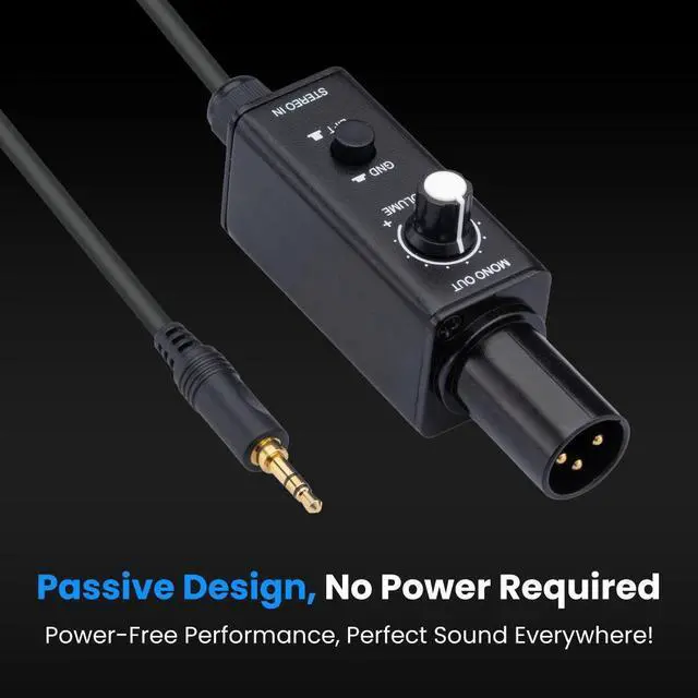 Alt view image 5 of 7 - Kopul Cables One-Channel Laptop Passive Direct Box  3.5mm Stereo to XLR Mono Adapter w Volume Control & Ground-Lift Switch, Durable Aluminum Case, Ideal for Audio Equipment, Laptops