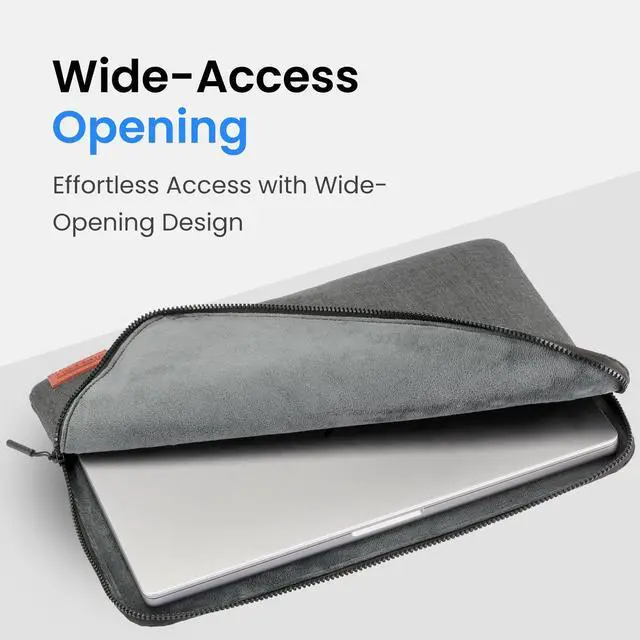 Alt view image 7 of 7 - Ruggard LuxeWeave 16" Laptop Sleeve Padded Plush Interior, Water-Resistant 600D Nylon, Wide-Access Zipper, Slim Protective Case for 16" MacBook Pro & Most 16" Laptops, Ash Gray