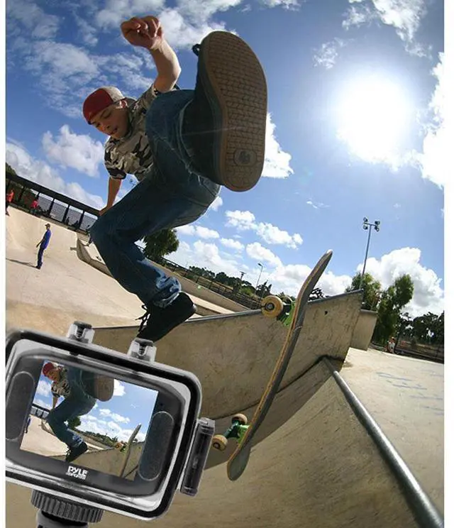 Alt view image 9 of 19 - High-Definition Sports Action Camera w/ 720p Wide-Angle Camcorder, 5.0 MP Camera, 2" Touch Screen, Micro SD Card Slot, Waterproof Case & Mounting Gear for Biking