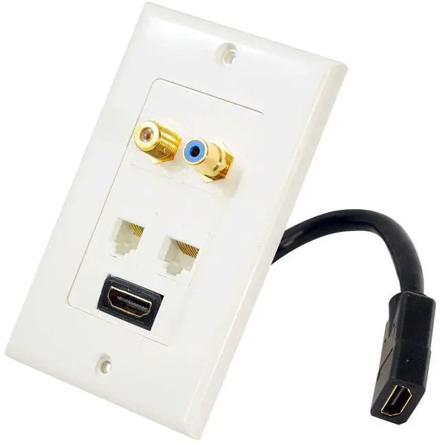 Alt view image 2 of 6 - Pyle White Hdmi Wallplate With Cable - PHDK6