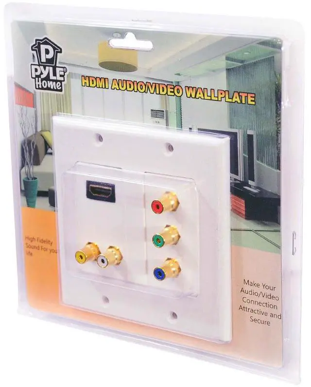Alt view image 4 of 5 - Dual HDMI + 2 RCA + 3 RCA Wall plate W/Back  Pigtail Plug For Easy Intallation