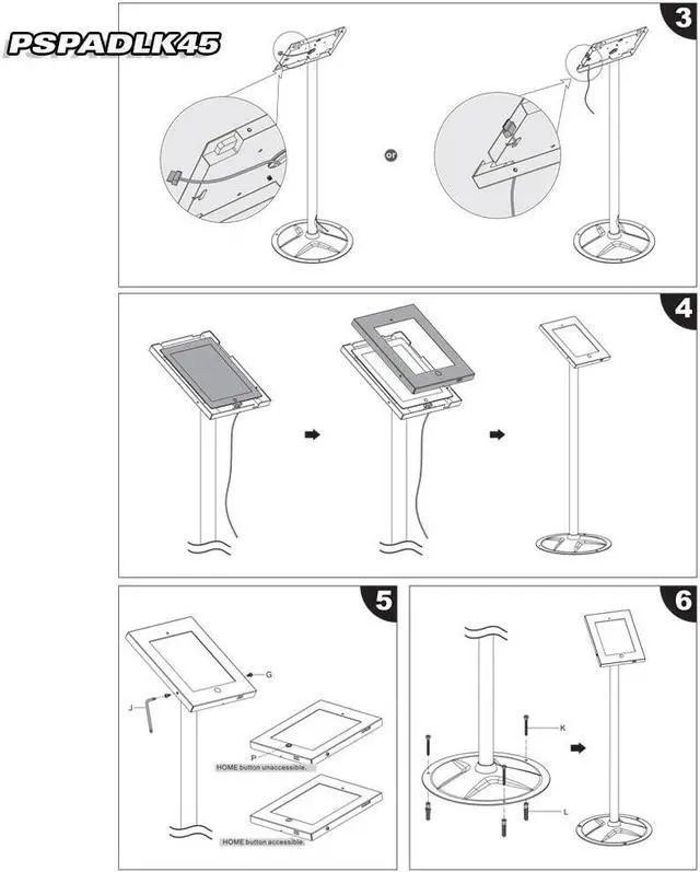 Alt view image 3 of 6 - PyleHome - Tamper-Proof Anti-Theft iPad Kiosk Safe Security Public Floor Stand, Holder, Public Display Case with Cable Management for iPads 2/3/4