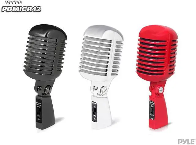 Alt view image 2 of 19 - PylePro - Classic Retro Vintage Style Dynamic Vocal Microphone with 16ft XLR Cable (Silver)