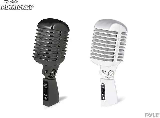 Main image of Pyle - Classic Retro Die Cast Metal Vintage Style Dynamic Vocal Microphone with 16ft XLR Cable (Silver)