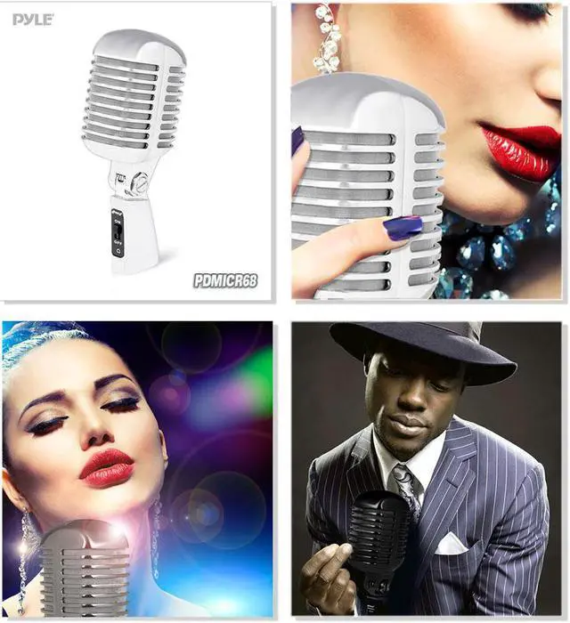 Alt view image 2 of 10 - Pyle - Classic Retro Die Cast Metal Vintage Style Dynamic Vocal Microphone with 16ft XLR Cable (Silver)