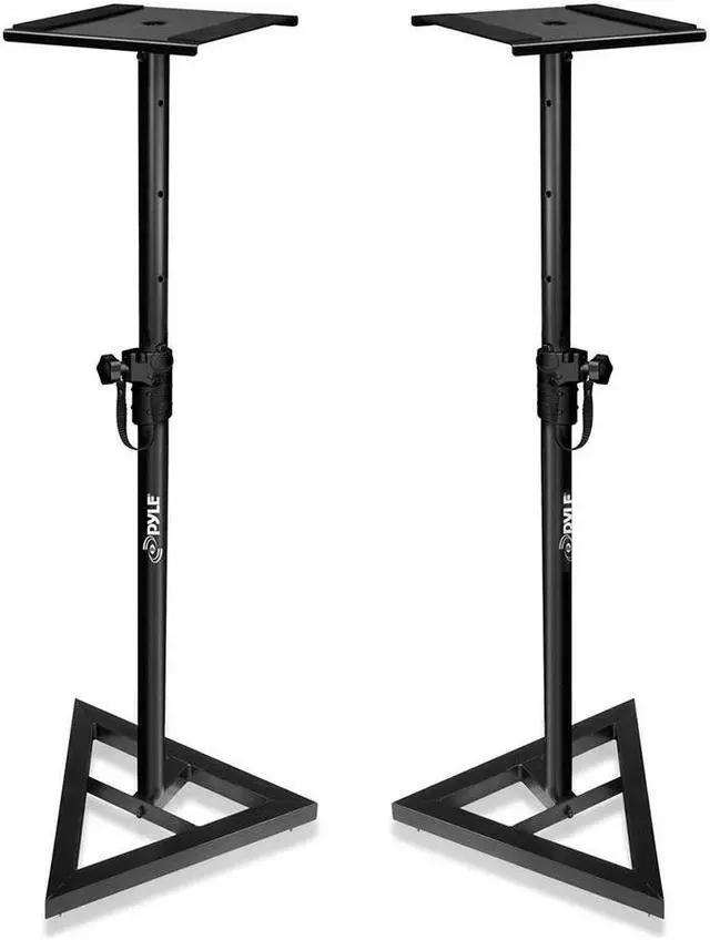 Alt view image 3 of 6 - Heavy Duty Telescoping Height Adjustment Monitor Speaker Stands