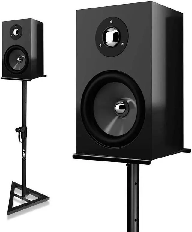 Alt view image 4 of 6 - Heavy Duty Telescoping Height Adjustment Monitor Speaker Stands
