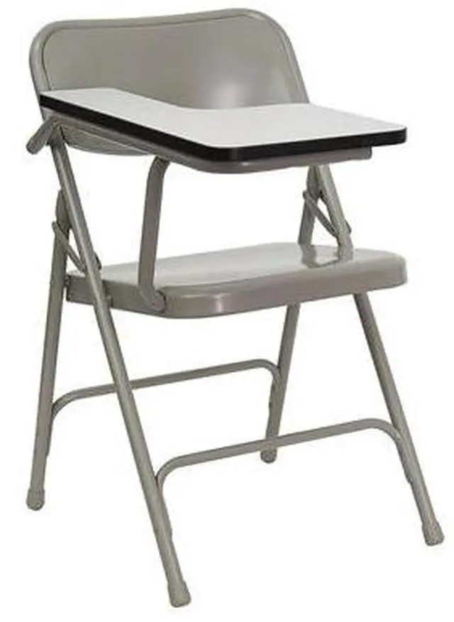 Main image of Flash Furniture HF-309AST-RT-GG Premium Steel Folding Chair with Right Handed Tablet Arm, Beige/Gray