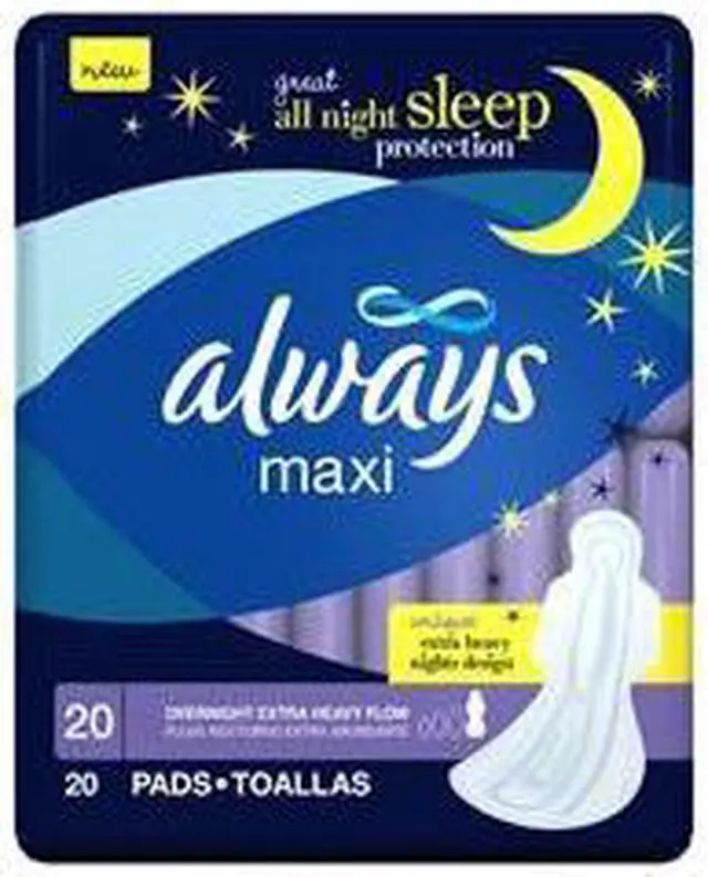 Main image of Always maxi pads extra heavy flow overnight protection with flexi wings - 20 ...