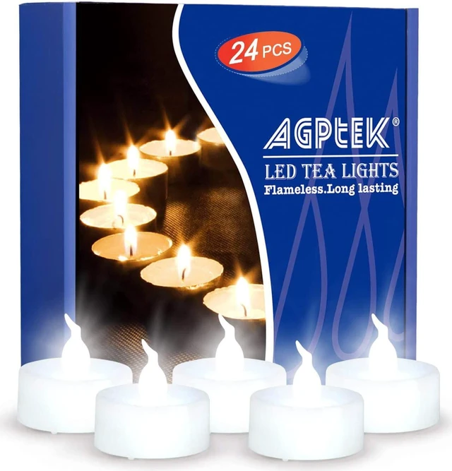 Main image of Agptek 24 Pcs Cool White Led Flameless Tealight Candles with Timer