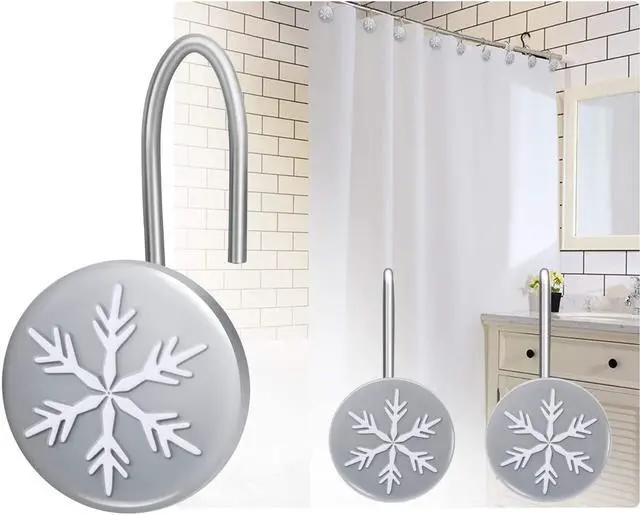 Main image of AGPtEK 12 PCS Anti-Rust Decorative Shower Curtain Hooks for Home, Bathroom