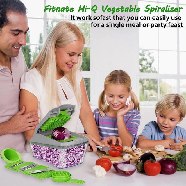 Alt view image 7 of 7 - FITNATE 13pcs Vegetable Spiralizer Mandoline Slicer Dicer Food Chopper Shredder Cutter