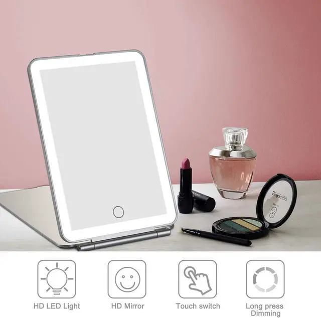 Alt view image 4 of 7 - FITNATE USB Charging 32LED Makeup Mirrors Portable Vanity Lighted Illuminated Standing