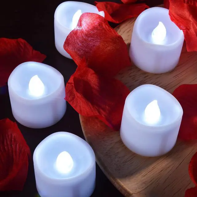 Alt view image 2 of 7 - IMAGE 12 PCS LED Tealight Candles Battery Operated Flameless Smokeless No Timer with Decorative Fake Rose Petals
