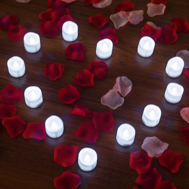 Alt view image 3 of 7 - IMAGE 12 PCS LED Tealight Candles Battery Operated Flameless Smokeless No Timer with Decorative Fake Rose Petals