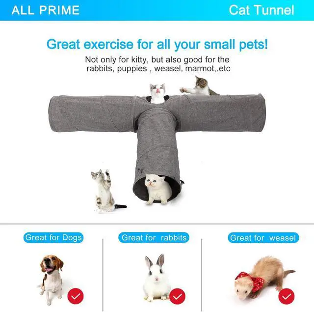 Alt view image 5 of 7 - Ownpets Cat Cube 3-Way Tunnels Extensible & Collapsible Cat Tube Tunnel, Cat Tunnels and Tubes for Indoors Cat, Puppy, Rabbit, Kitten and Mongoose