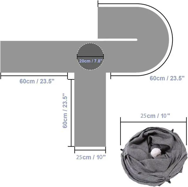 Alt view image 2 of 7 - Ownpets Cat Tunnel 3 Way Collapsible U-Shaped Pet Play Tunnel Tube Toy Large Cat Tunnels for Indoor Cats, Puppy, Kitty, Rabbit