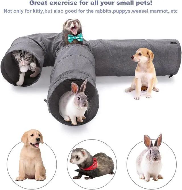 Alt view image 3 of 7 - Ownpets Cat Tunnel 3 Way Collapsible U-Shaped Pet Play Tunnel Tube Toy Large Cat Tunnels for Indoor Cats, Puppy, Kitty, Rabbit