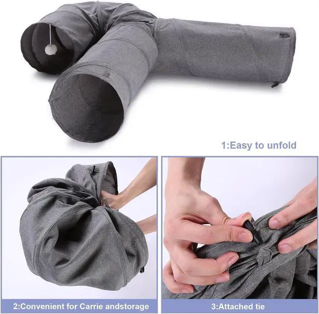 Alt view image 4 of 7 - Ownpets Cat Tunnel 3 Way Collapsible U-Shaped Pet Play Tunnel Tube Toy Large Cat Tunnels for Indoor Cats, Puppy, Kitty, Rabbit