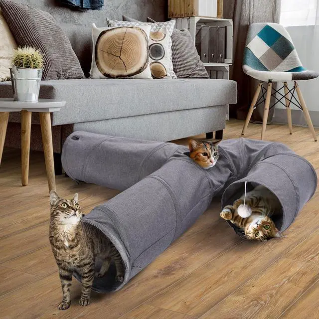 Alt view image 7 of 7 - Ownpets Cat Tunnel 3 Way Collapsible U-Shaped Pet Play Tunnel Tube Toy Large Cat Tunnels for Indoor Cats, Puppy, Kitty, Rabbit