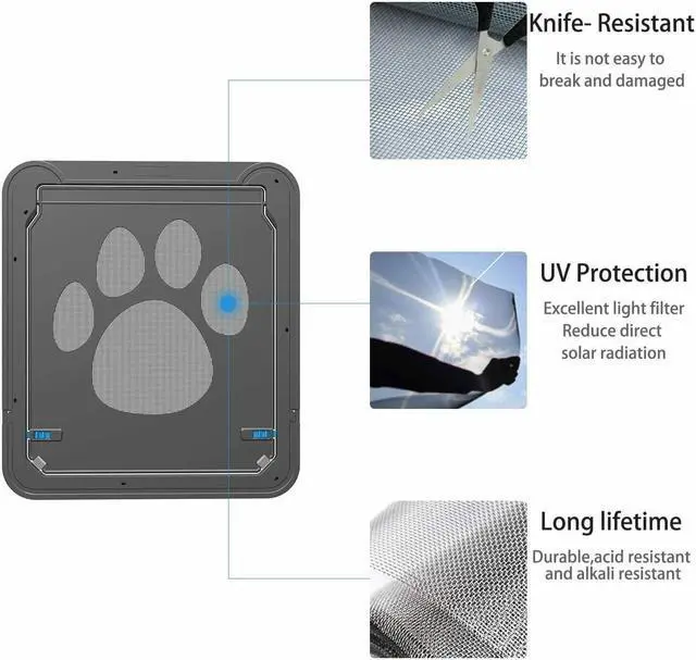 Alt view image 3 of 7 - Ownpets Pet Dog Cat Small Screen Locking Flap Door Magnetic Automatic Slide Protector