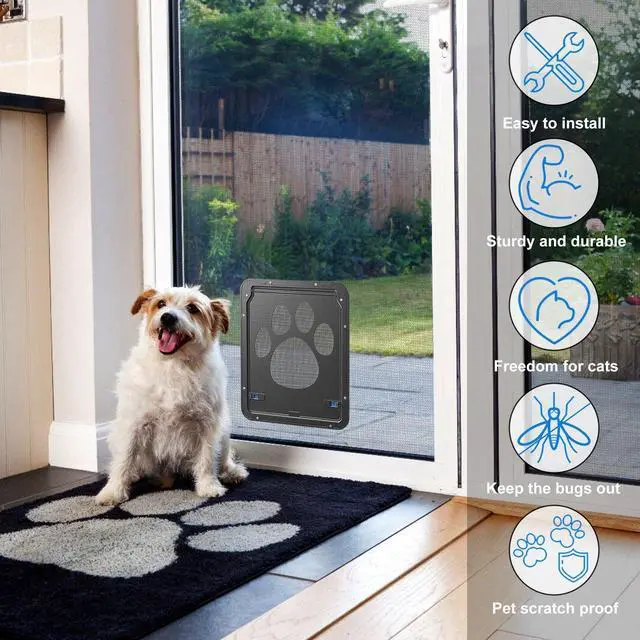 Alt view image 7 of 7 - Ownpets Pet Dog Cat Small Screen Locking Flap Door Magnetic Automatic Slide Protector