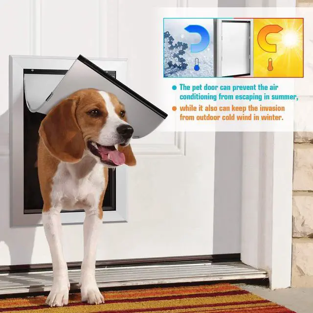 Alt view image 4 of 7 - Ownpets Large Pet Door Dog Metal Magnetic Locking Flap Screen Gate Easy to Install Strong & Durable