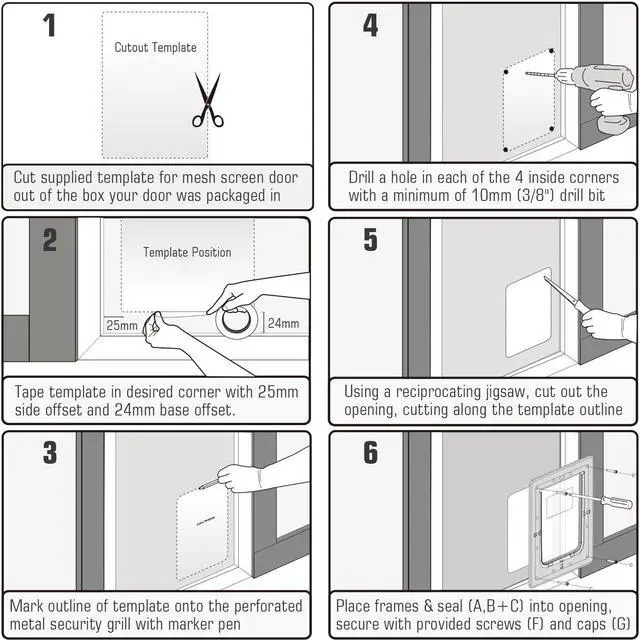 Alt view image 6 of 7 - Ownpets Large Pet Door Dog Metal Magnetic Locking Flap Screen Gate Easy to Install Strong & Durable