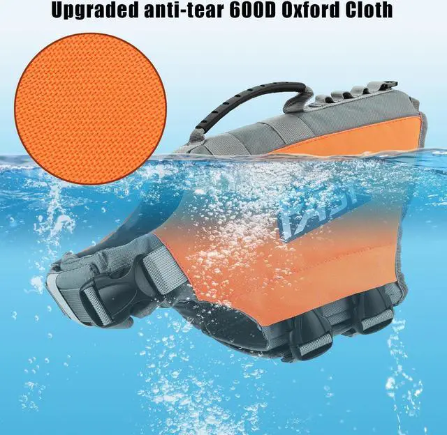 Alt view image 5 of 7 - Ownpets L Size Dog Life Jacket Reflective Safety Vest with Adjustable Buckles & Durable Rescue Handle Swimming Surfing Boating