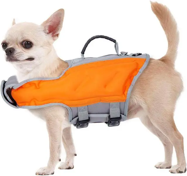 Main image of Ownpets Inflatable Dog Life Jacket, Innovative Lightweight Design, High-Visibility Bright Orange with Reflective Strips, Size M