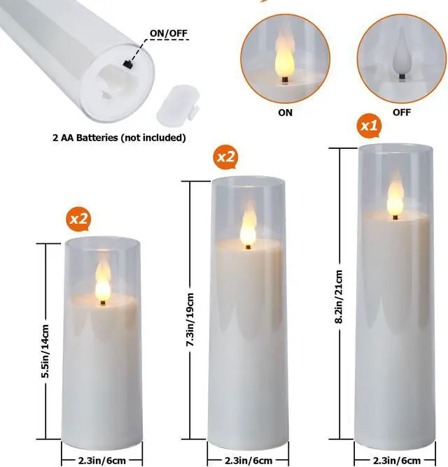 Alt view image 4 of 7 - IMAGE Flickering Flameless Candles Acrylic Shell Pillar 3D Wick LED Candles with Timer for Wedding Christmas Home Decor Set of 5 White