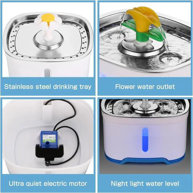 Alt view image 7 of 7 - Ownpets 84oz/2.5L Pet Water Dispenser Fountain Cat Dog LED Light Drinking With 2 Spray Heads