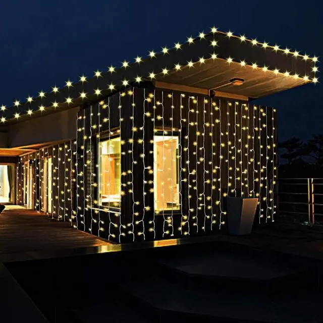 Alt view image 4 of 7 - IMAGE 600 LED 9.8*19.6 feet LED Curtain Lights with 8 Light Modes and Memory Function, Waterproof Curtain Lights Warm White