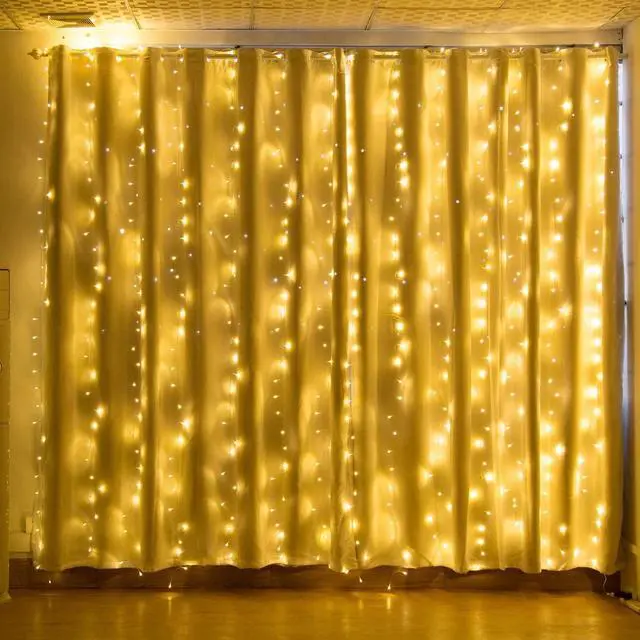 Alt view image 7 of 7 - IMAGE 600 LED 9.8*19.6 feet LED Curtain Lights with 8 Light Modes and Memory Function, Waterproof Curtain Lights Warm White
