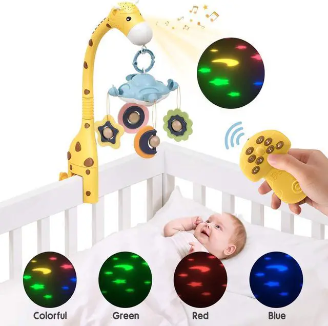 Main image of Musical Crib Mobile, Giraffe Crib Mobile Arm with 360 Rotate Teether Rattle Nursery Toys for Newborn Boys and Girls Ages 0 to 24 Months