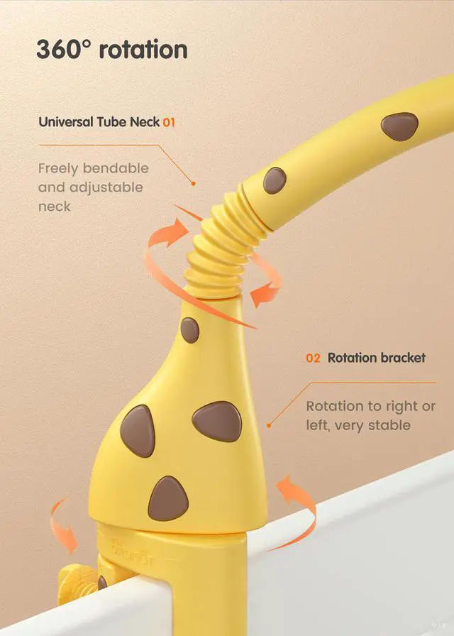 Alt view image 4 of 7 - Musical Crib Mobile, Giraffe Crib Mobile Arm with 360 Rotate Teether Rattle Nursery Toys for Newborn Boys and Girls Ages 0 to 24 Months