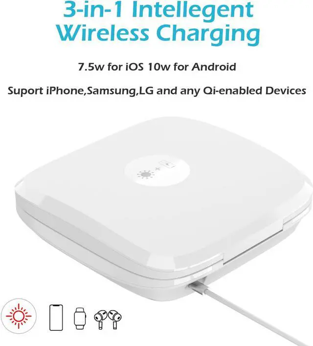 Alt view image 4 of 7 - AGPtek 3 in 1 UV sterilizer box UVC UVC Sterilizing Disinfection Light case Phone Sanitizer with Wireless Charging Station for iPhone Android Mobile Phone Toothbrush Keys