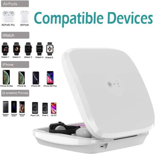Alt view image 6 of 7 - AGPtek 3 in 1 UV sterilizer box UVC UVC Sterilizing Disinfection Light case Phone Sanitizer with Wireless Charging Station for iPhone Android Mobile Phone Toothbrush Keys